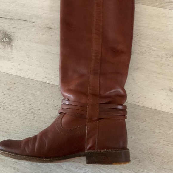 Frye Brown Shirley Leather Knee‎ High Tall Boots Women's Size 5 1/2 B riding - Picture 10 of 16